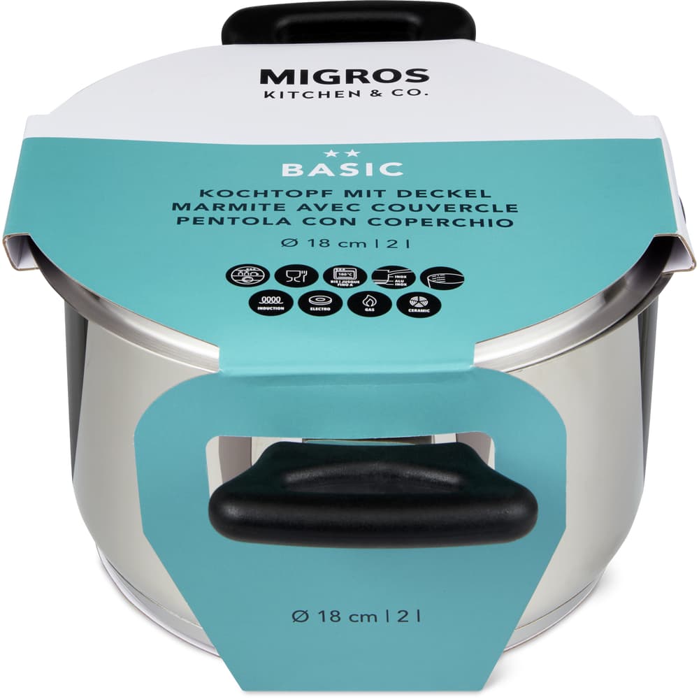 Migros Kitchen & Co. Basic Kochtopf mit Deckel Ø 18 cm, 2.5 L