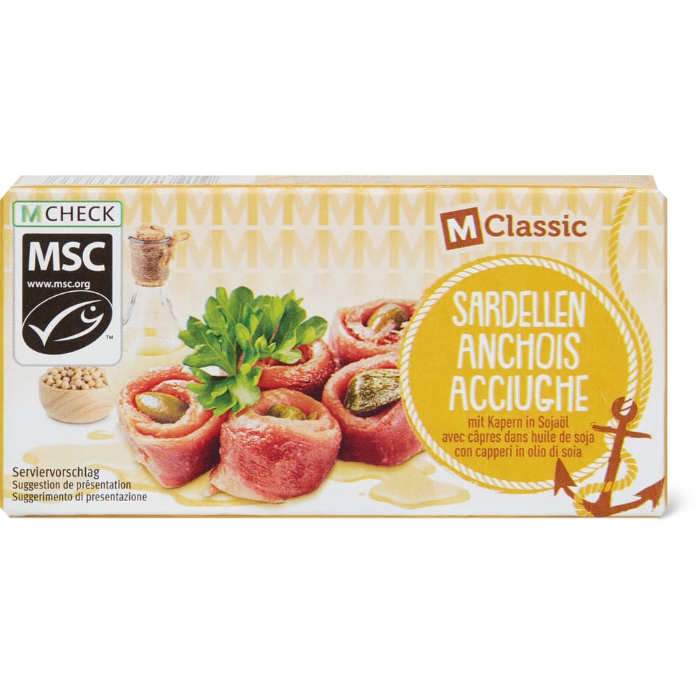 Migros Sardellen mit Kapern in Sojaöl Gerollt