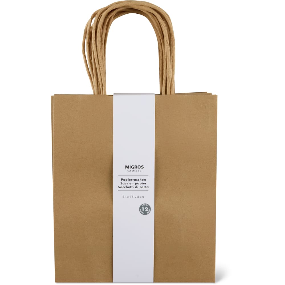Migros Paper & Co. Papiertüten S Kraft, 18 x 21 x 8 cm