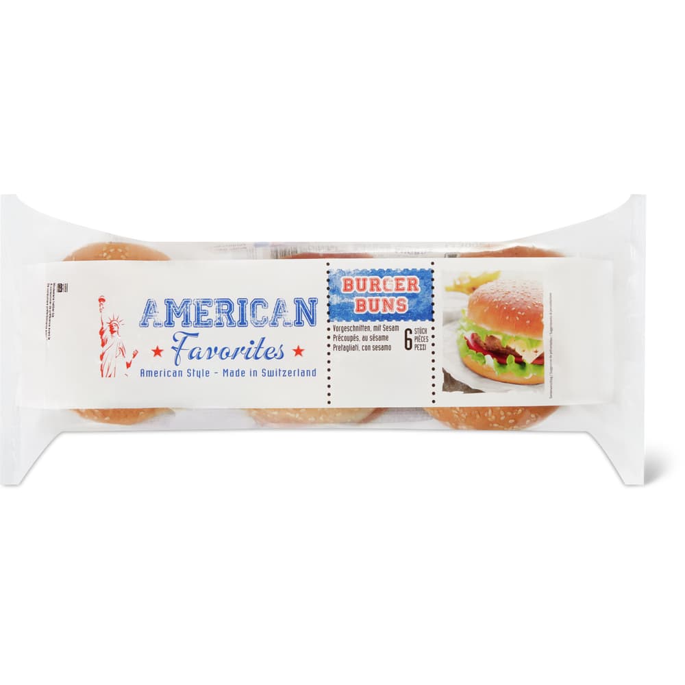 American Favorites Vorgeschnittene Brötchen für Hamburger und Sandwiches mit Sesam