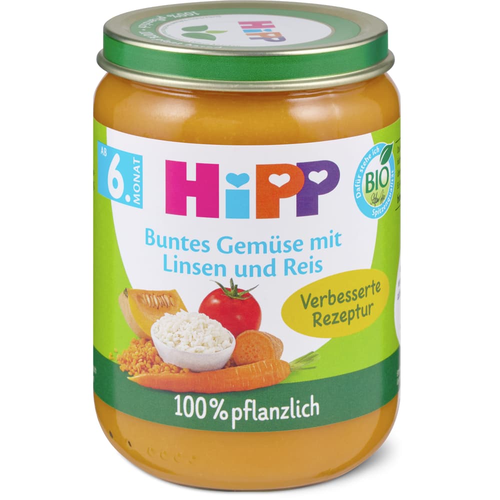 HiPP Bio Babygläschen Gemüse, Linsen & Reis Ab 6 Monaten