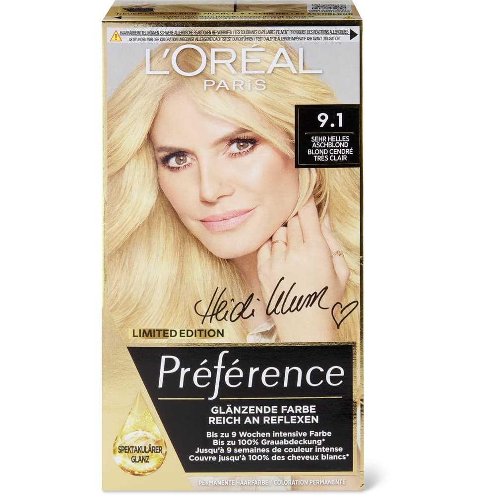 L'Oréal Paris Préférence Coloration 9.1 Helles Aschblond, permanent