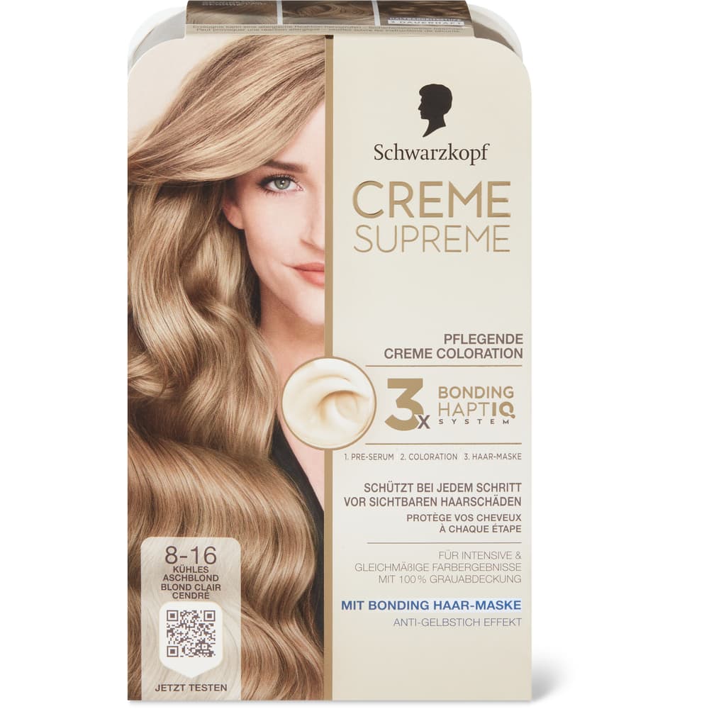 Schwarzkopf Creme Supreme Coloration 8.16 Kühles Aschblond, permanent
