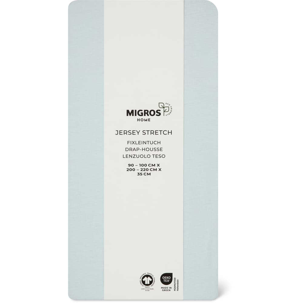 Migros Home Fixleintuch Jersey Stretch 90-100x200-220x35cm, hellblau