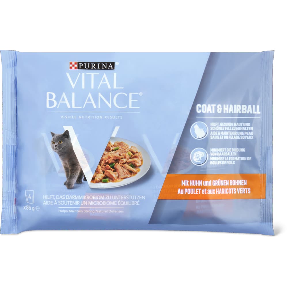 Vital Balance Coat & Hairball Alleinfuttermittel für Katzen Huhn & grünen Bohnen