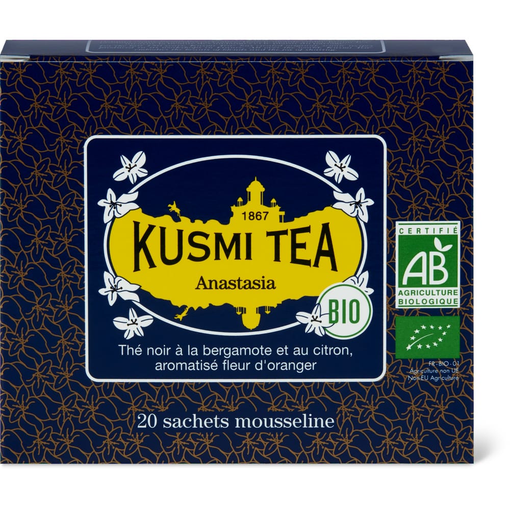 Kusmi Tea Anastasia Bio-Schwarzer Tee mit Bergamotte und Zitrone, Orangenblüten-Aroma