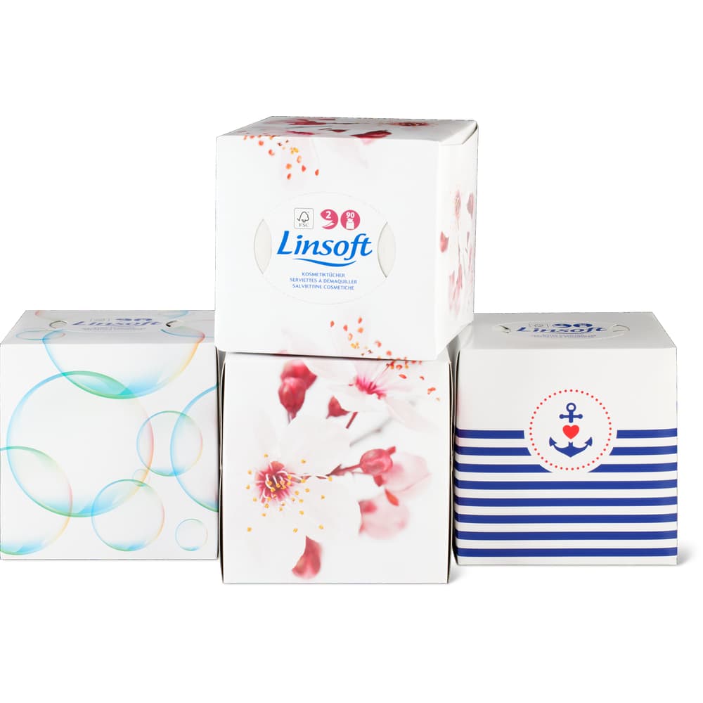 Linsoft Kosmetiktücher Würfel 2-lagig, Quattro