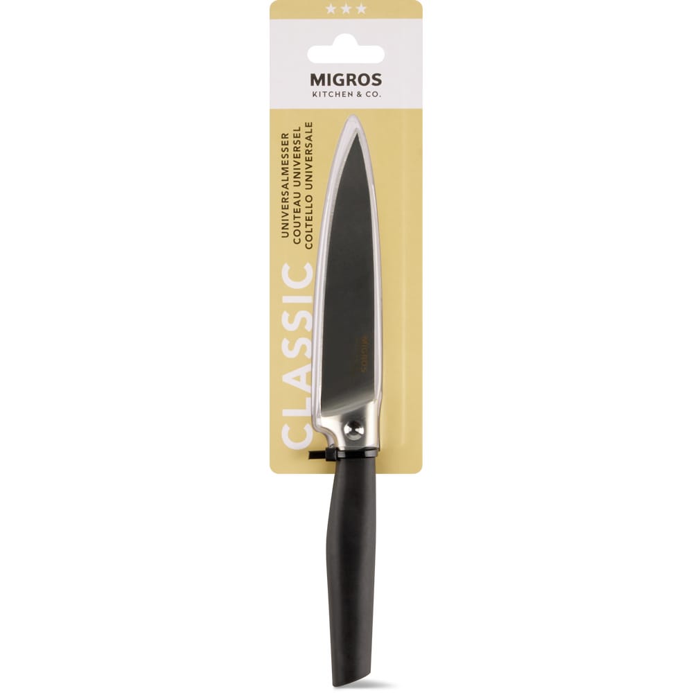 Migros Kitchen & Co. Universalmesser schwarz, Edelstahl, 12 cm