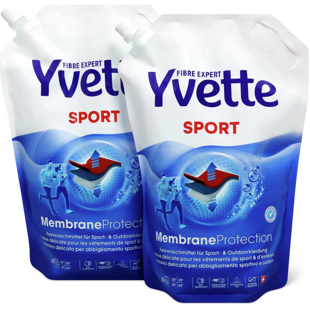 Yvette Flüssig Waschmittel Sport, 2x40 Waschgänge, Refill