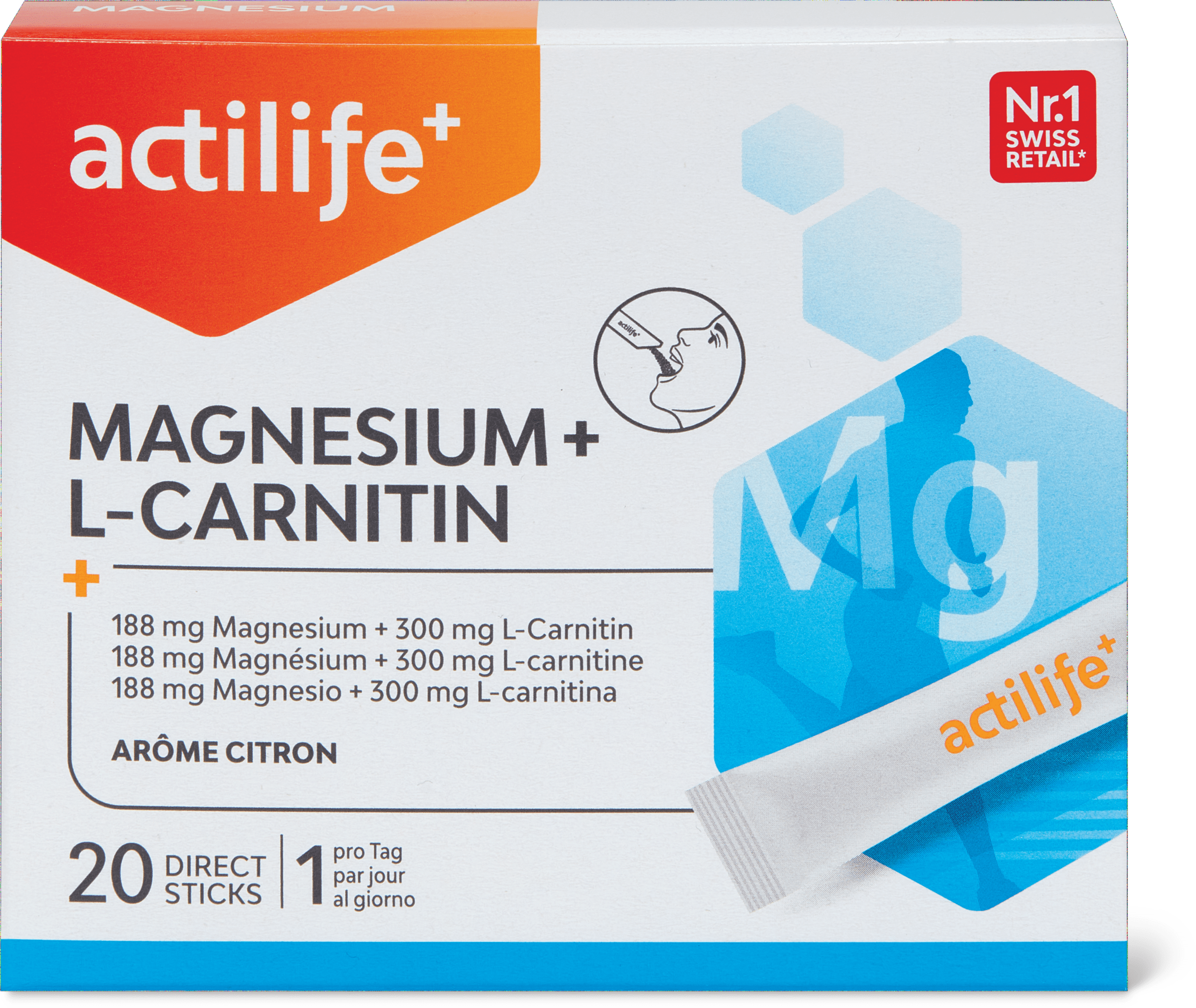 magnesium l carnitine Actilife Magnesium & L-Carnitine Sticks Lemon