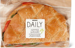 Migros Daily Panino hummus e verdure con peperoni e melagrana