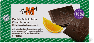 M-Budget Dark with candied orange peel 70% cocoa