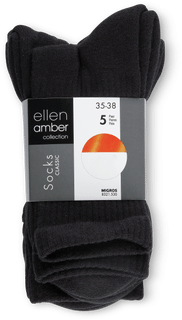Damen Socken 5Er_35-38,Schwarz