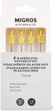 Pics apéritifs réutilisables 4 pces. motif ananas