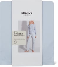 Damen Pyjama Webware, gestreift (Farbe: h'blau, Grösse: L)