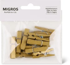 Pinces en bois, couleur or, 12 pces, 35 x 7 mm