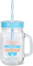 Verre à anse avec couvercle et paille «Relax enjoy summer», 43 cl