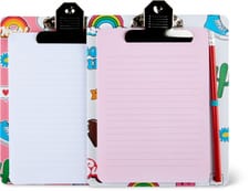 Presse-papier avec bloc-notes et crayon à papier, rose vif