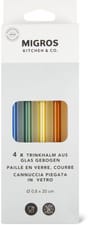 Set de 4 pailles en verre courbées assorties