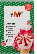 M-Budget cornets vanille & fraise