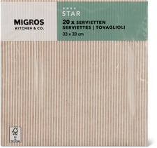 K&C Servietten Streifen taupe 33x33