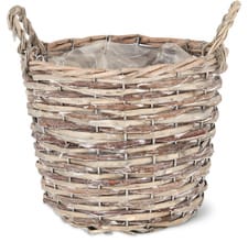 Cesto di fiori con maniglia (Colore: Grigio, Dimensioni: ø: 20.5 cm x A: 18.0 cm)