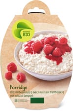 Bio porridge sauce framboises