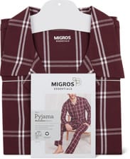 Men's Pyjama Bio (Farbe: bordeaux, Grösse: M)