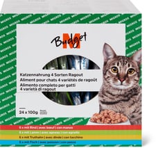 M-Budget Cat Food, 4 Types of Ragout Beef, Lamb, Turkey, Fish