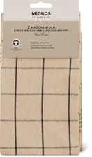 Asciugapiatti in conf. da 2 beige a quadretti (Colore: Beige)