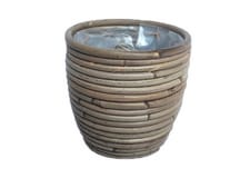 Pot rotin (Couleur: Gris, Taille: ø: 14.0 cm x H: 14.0 cm)