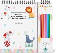 Set livre de coloriage et crayons de couleur
