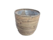 Pot rotin (Couleur: Gris, Taille: ø: 20.0 cm x H: 20.0 cm)