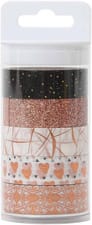 Set ruban Washi Shine, ruban adhésif en papier de riz légèrement transparent pour le bricolage et la décoration, multicolore, en rouleau, 15 mm x 5 m, 5 pcs.