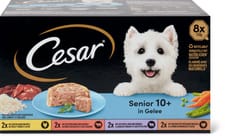 Cesar Senior Bouchées en gelée au poulet, au bœuf, à l’agneau et à la dinde