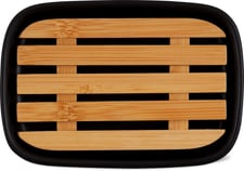 MHOME Porte-savon noir / bambou