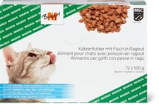 M-Budget Cat food with fish in ragout Cod, pollack, plaice, salmon