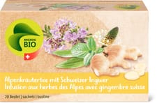 Migros Bio suisse herbes Alpes gingem.