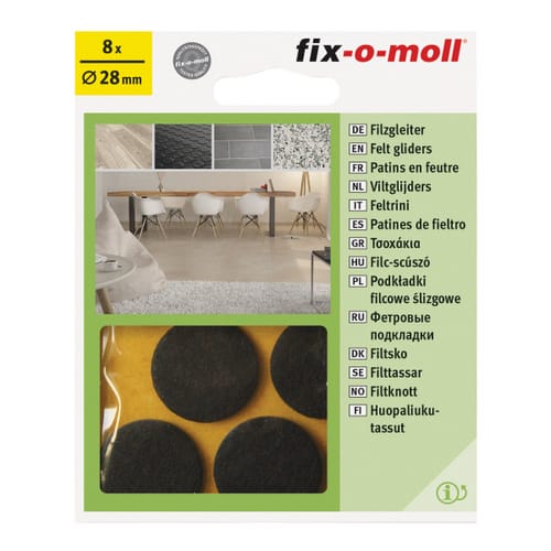 M_FILZGLEITER BRAUN Ø28MM 8STK.