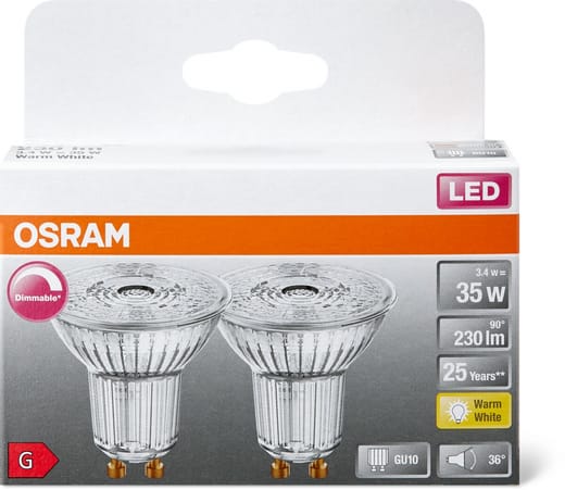 OSRAM Lampadina LED PAR16 36°, 35W 2700K GU10