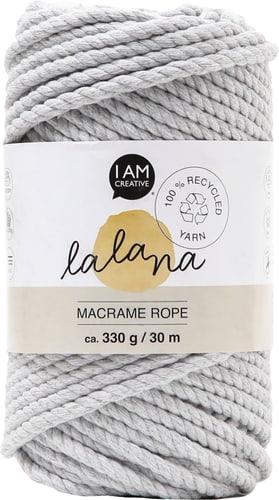 LALANA - Laine Corde à macramé 3 mm, 330 g, Gris…