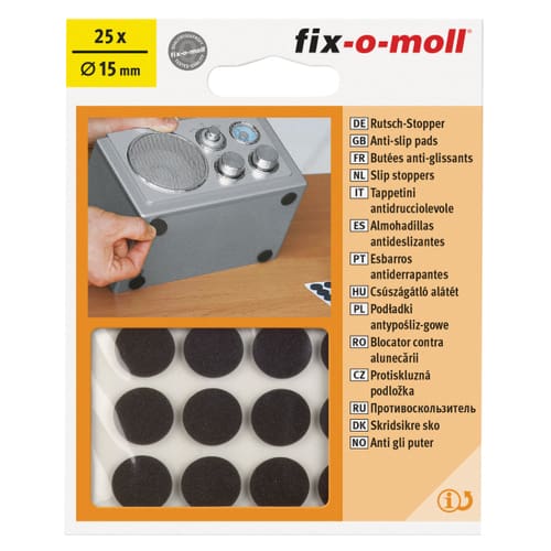 Fix-O-Moll Plaques anti-glisse 2.5 mm / Ø 15 mm 25 x Patins anti-gliss &  bruit - acheter chez Do it + Garden Migros