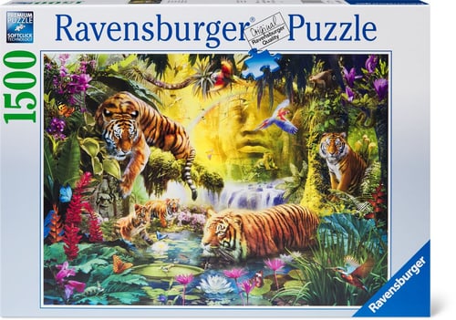 Tiger Dschungel Puzzel Idylle am Wasserloch 1500 Teile Ravensburger Puzzle 