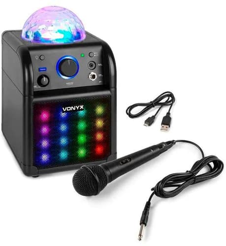 Fede Microphone de karaoké Bluetooth sans fil avec lumière LED  multicolore