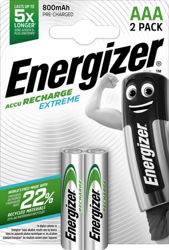 Energizer NiMH-Accu Extreme, Micro (AAA) 800 mAh 2 pièce Pile rechargeable  – acheter chez