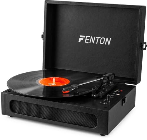 Valise tourne-disque Vinyle Noire Fenton - Haut-parleurs Stéréo