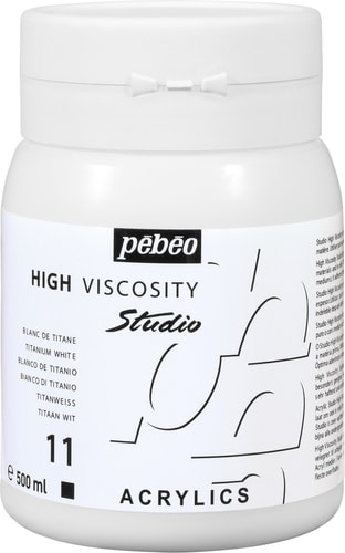 Pebeo Studio Acrylic High Viscosity Paint 500ml, Titanium White 