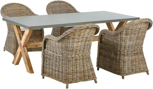 Poltrona in rattan naturale e cuscini beige DOLCEDO 