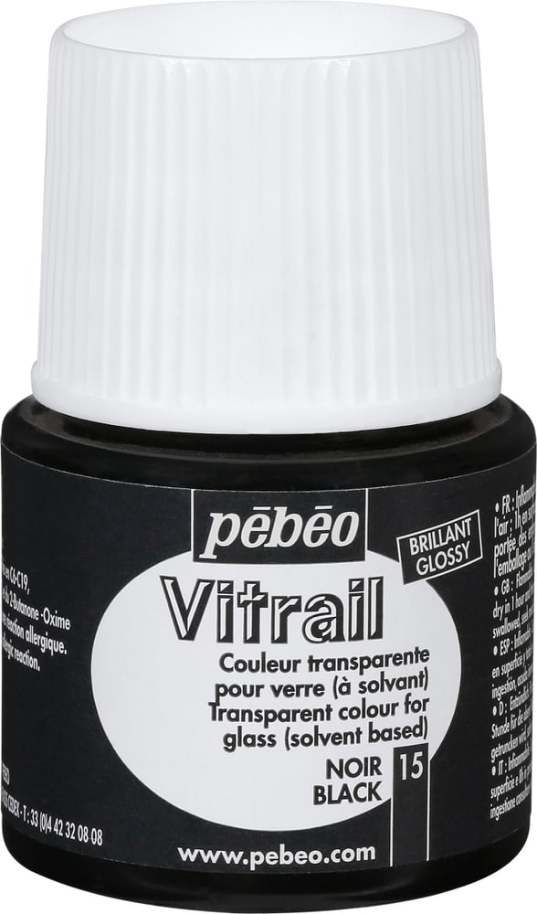 Pébéo Vitrail glossy black 15 Glasfarbe Pebeo 663506101500 Farbe Schwarz Bild Nr. 1