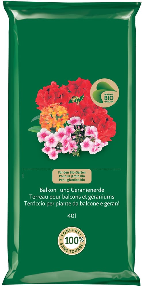 Terriccio per pianta da balcone e gerani, 40 l Terricci speciali Migros Bio Garden 658015500000 N. figura 1